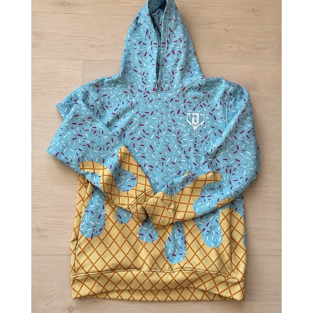 101 Baseball Lifestyle Ice Cream Hoodie Adult Medium Blue Graphic Pullover